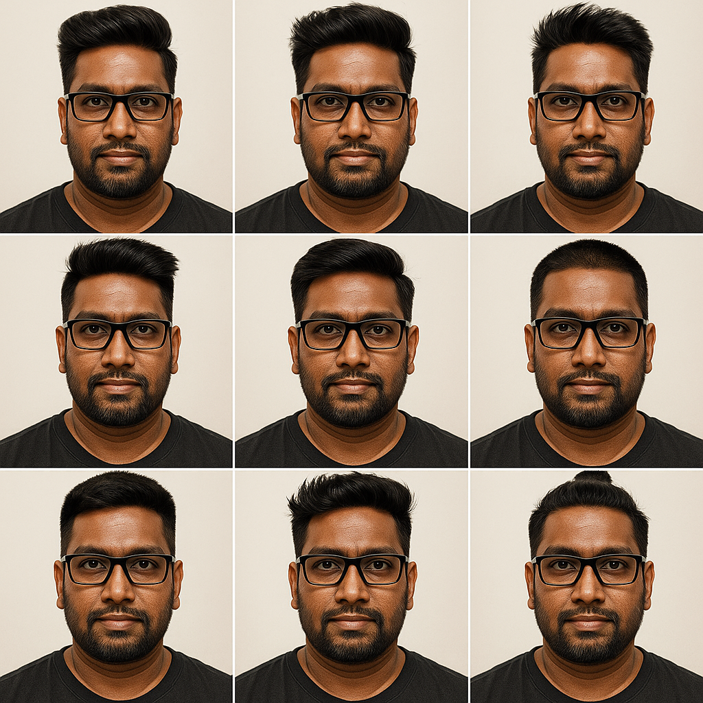 Collage of 9 men's haircuts